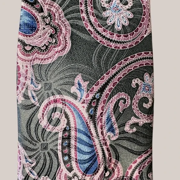 Ermenegildo Zegna Necktie 100% Italian Silk Paisley Blue Pink Grey 3.25"x61.5" - Picture 2 of 7